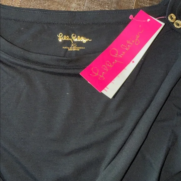 Lilly Pulitzer Black Sophie Dress with Gold Shoulder Buttons XS NWT - Picture 2 of 10